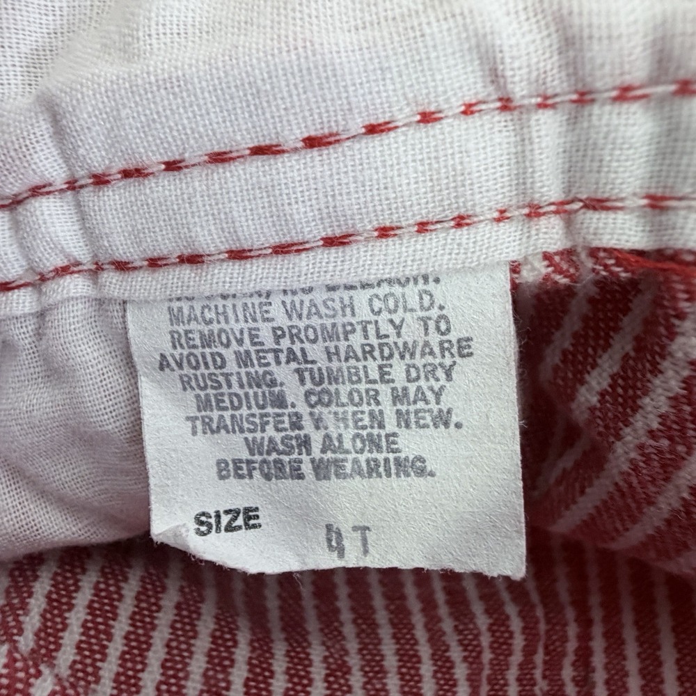 Vintage OshKosh B'Gosh Red & White Pinstripe Overalls The Genuine Article USA 4T - Picture 6 of 7